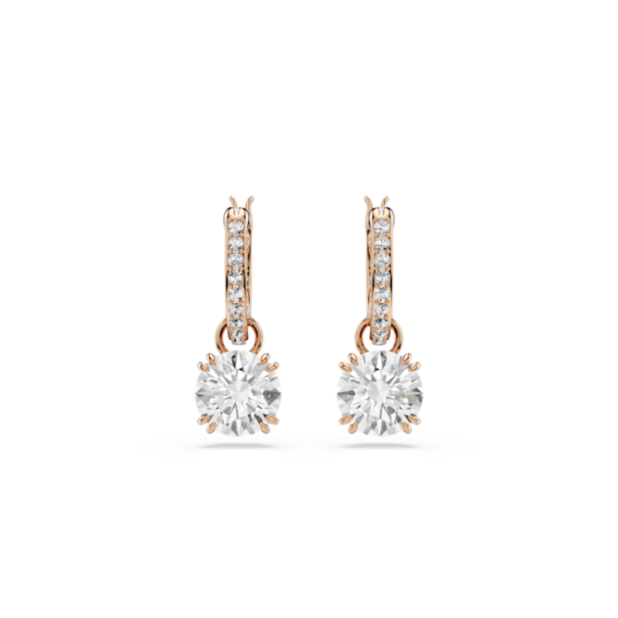 Resim Constella damla küpeler, Yuvarlak kesim, Beyaz, Pembe altın rengi kaplama