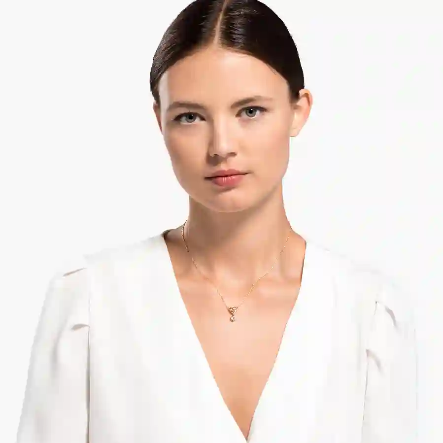 Resim Lifelong Heart Kolye, Beyaz, Pembe altın rengi kaplama