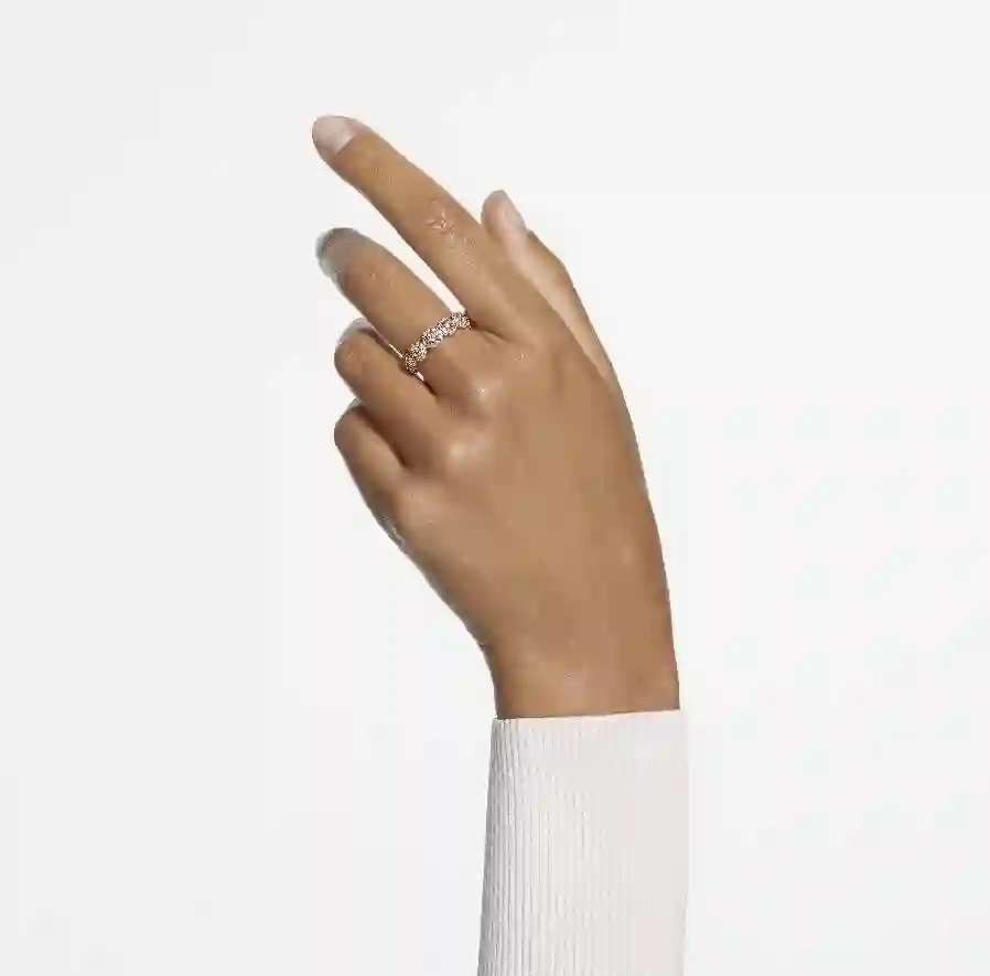 Resim Una Angelic Yüzük, Yuvarlak kesim, Beyaz, Pembe altın rengi kaplama