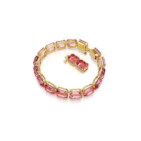 Resim Millenia Tennis bileklik, Sekizgen kesim, Pembe, Altın rengi kaplama