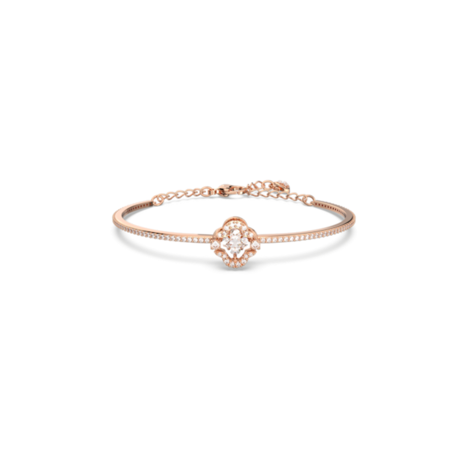 Resim Swarovski Sparkling Dance Bileklik, Yonca, Beyaz, Pembe altın rengi kaplama