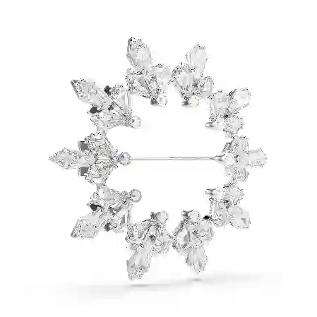 Resim Idyllia Broş, Karışık kesimler, Kar tanesi, Beyaz, Rodyum kaplama