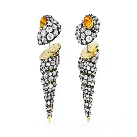 Resim Idyllia damla küpeler, Asimetrik tasarım, Yuvarlak kesim, Deniz Kabuğu, Beyaz, Karışık metal yüzey