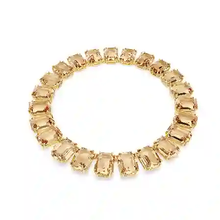 Resim Millenia Tennis kolye, Büyük kristaller, Sekizgen kesim, Caramel, Altın rengi kaplama