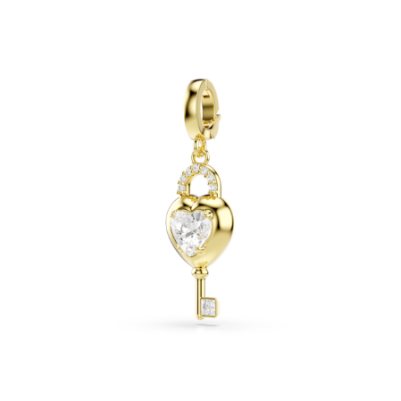 Resim Idyllia Charm, Karışık kesimler, Anahtarlı kalp, Beyaz, Altın rengi kaplama
