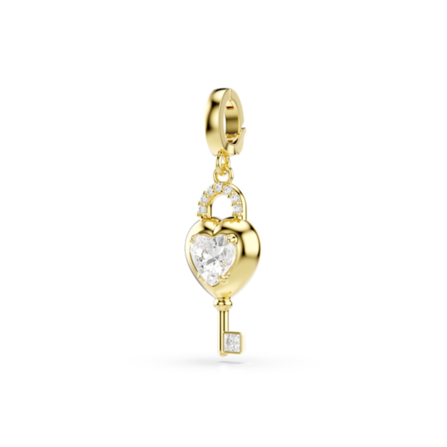Resim Idyllia Charm, Karışık kesimler, Anahtarlı kalp, Beyaz, Altın rengi kaplama