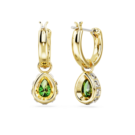 Resim Stilla damla küpeler, Armut kesim, Yeşil, Altın rengi kaplama