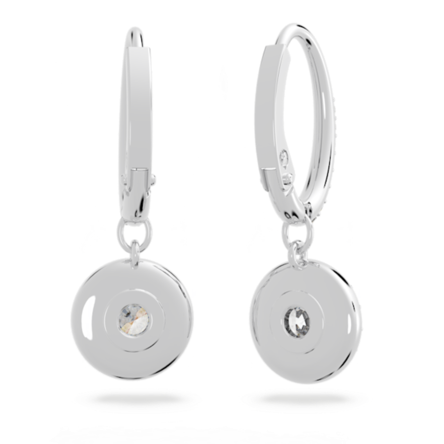 Resim Angelic damla küpeler, Yuvarlak kesim, Beyaz, Rodyum kaplama