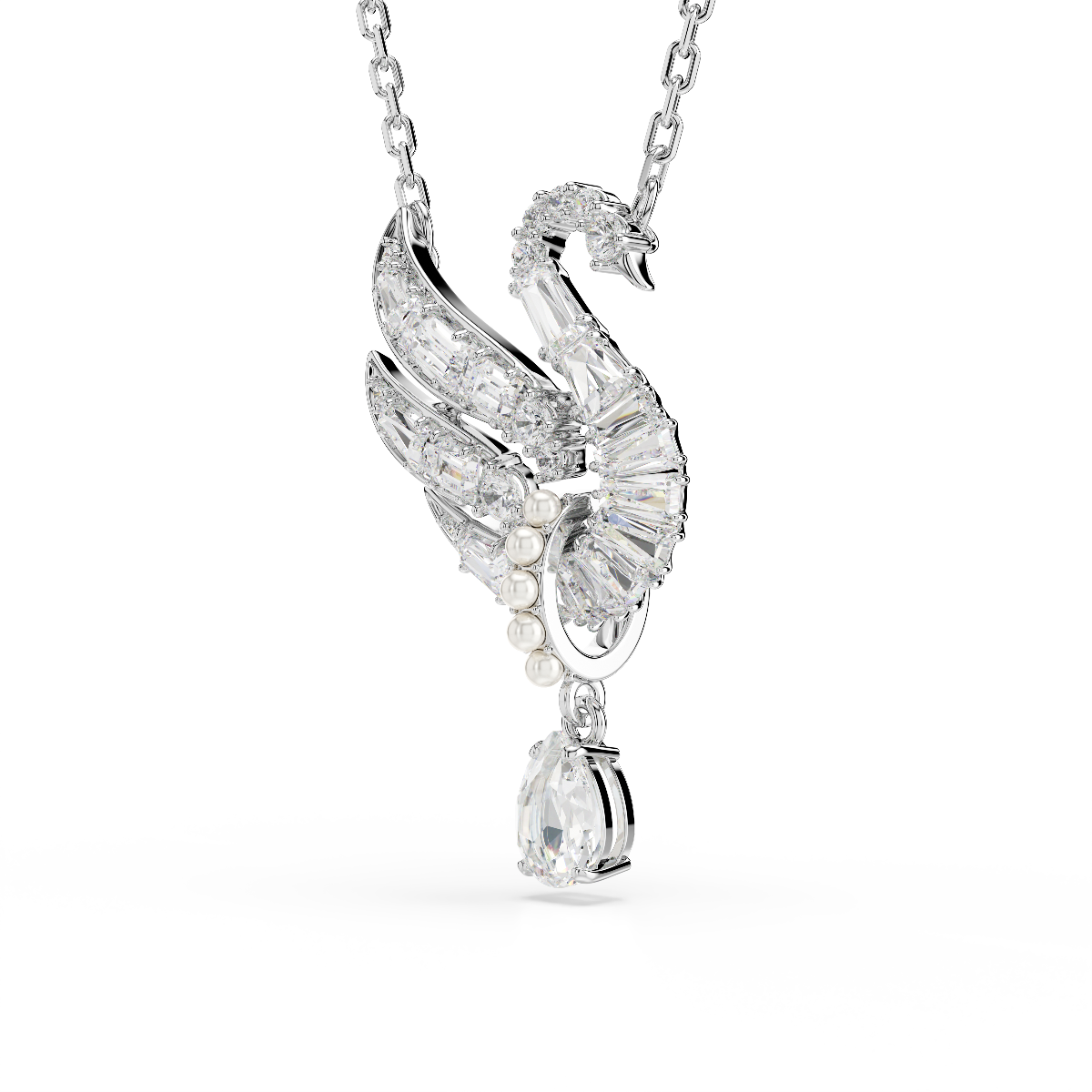 Resim Swan Vienna Kolye, Kuğu, Beyaz, Rodyum kaplama