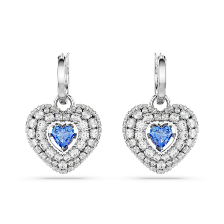 Resim Hyperbola damla küpeler, Kalp, Mavi, Rodyum kaplama