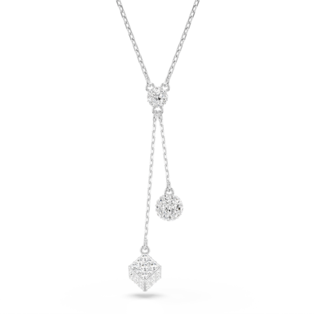 Resim Dextera Y Kolye, Yuvarlak kesim, Küre ve küp, Beyaz, Rodyum kaplama