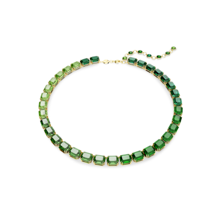 Resim Millenia Tennis kolye, Sekizgen kesim, Renk geçişli, Yeşil, Altın rengi kaplama