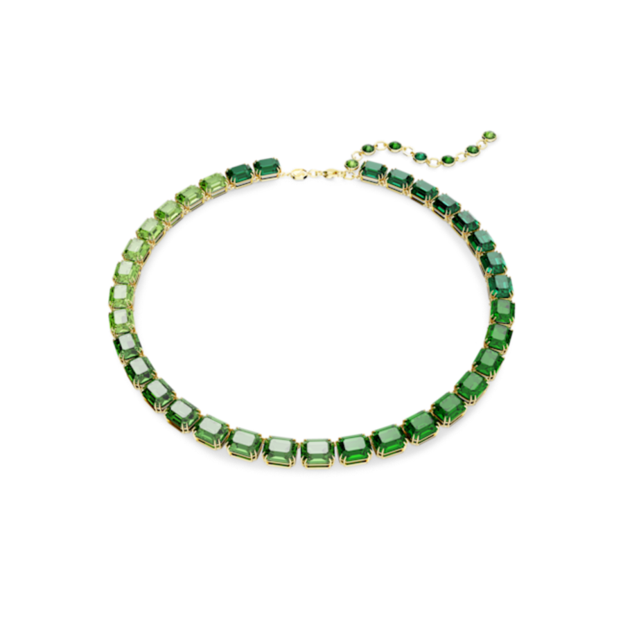 Resim Millenia Tennis kolye, Sekizgen kesim, Renk geçişli, Yeşil, Altın rengi kaplama