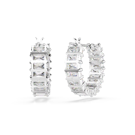 Resim Matrix halka küpeler, Baget kesim, Beyaz, Rodyum kaplama