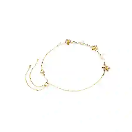 Resim Idyllia Kolye, Kristal inci, Karışık kesimler, Çiçek, Çok renkli, Altın rengi kaplama