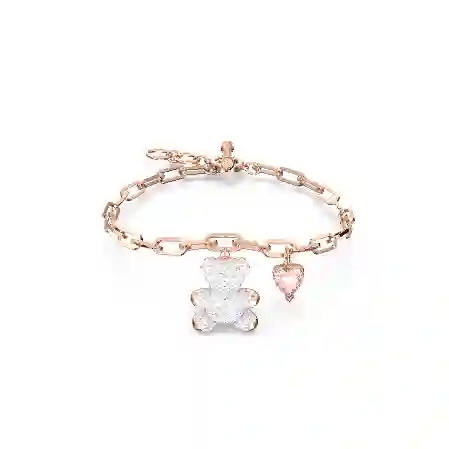 Resim Teddy Bileklik, Ayıcık, Beyaz, Pembe altın rengi kaplama