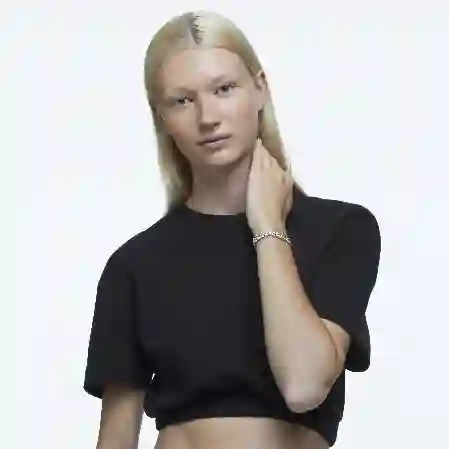 Resim Millenia Tennis bileklik, Armut kesim, Beyaz, Rodyum kaplama