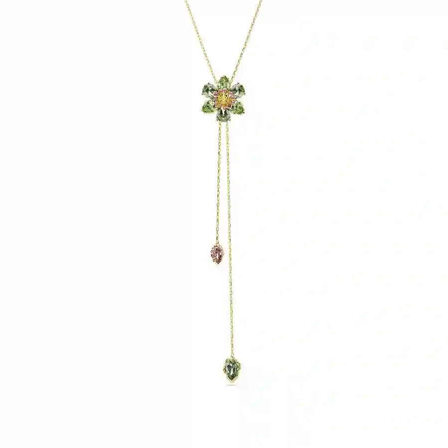 Resim Idyllia Y Kolye Ucu, Karışık kesimler, Çiçek, Çok renkli, Altın rengi kaplama