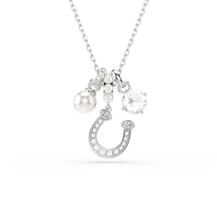 Resim Symbolica Kolye, Kristal inci, Yuvarlak kesim, Pavé, At Nalı, Beyaz, Rodyum kaplama