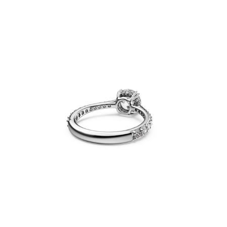 Resim Stilla Kokteyl Yüzüğü, Yuvarlak kesim, Pavé, Beyaz, Gümüş renkli yüzey