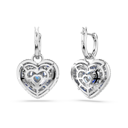 Resim Hyperbola damla küpeler, Kalp, Mavi, Rodyum kaplama