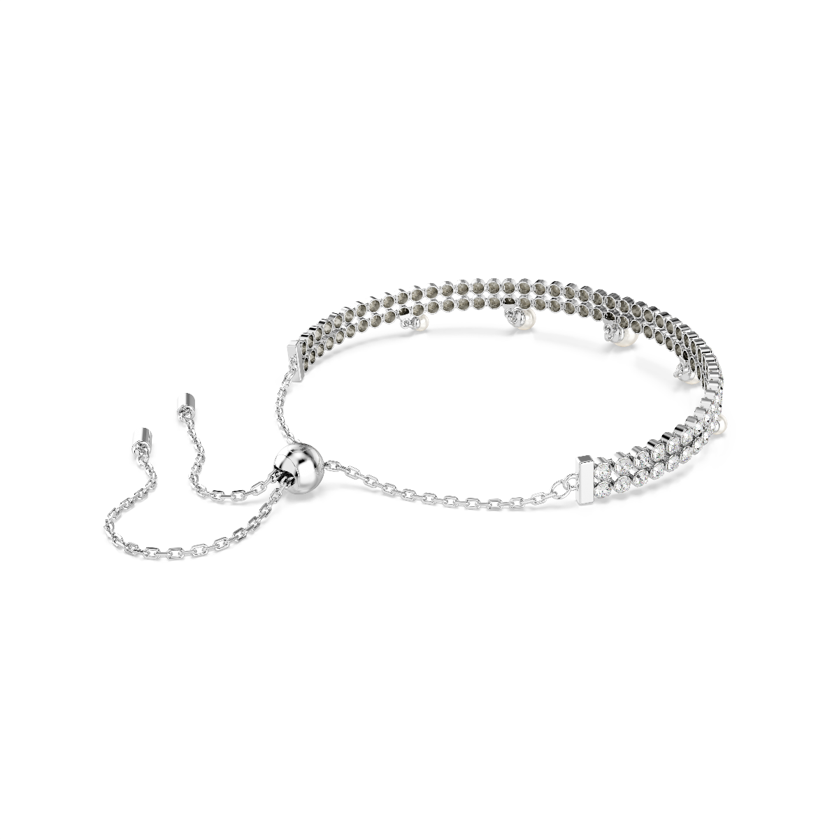 Resim Ariana Grande x Swarovski Bileklik, Kristal inci, Yuvarlak kesim, Beyaz, Rodyum kaplama