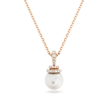 Resim Originally Kolye, Kristal inci, Beyaz, Pembe altın rengi kaplama