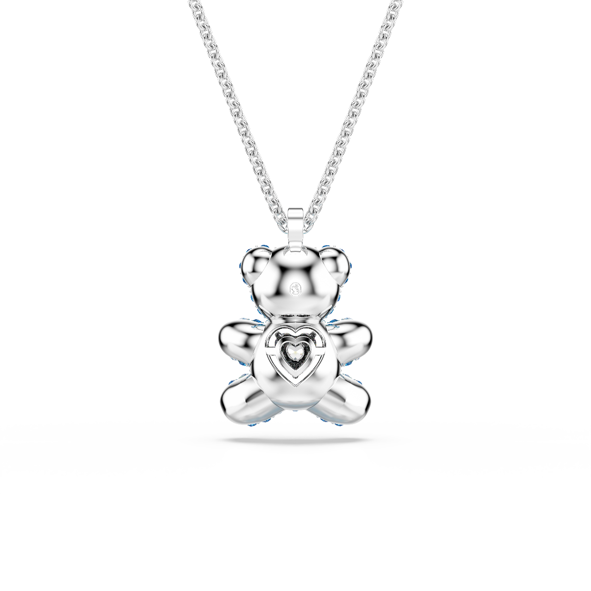 Resim Teddy Kolye, Ayıcık, Mavi, Rodyum kaplama