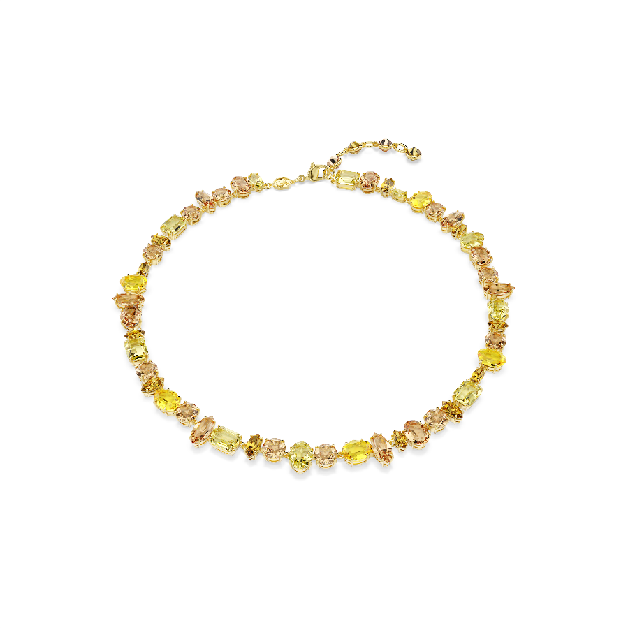 Resim Gema Tennis kolye, Karışık kesimler, Sarı, Altın rengi kaplama