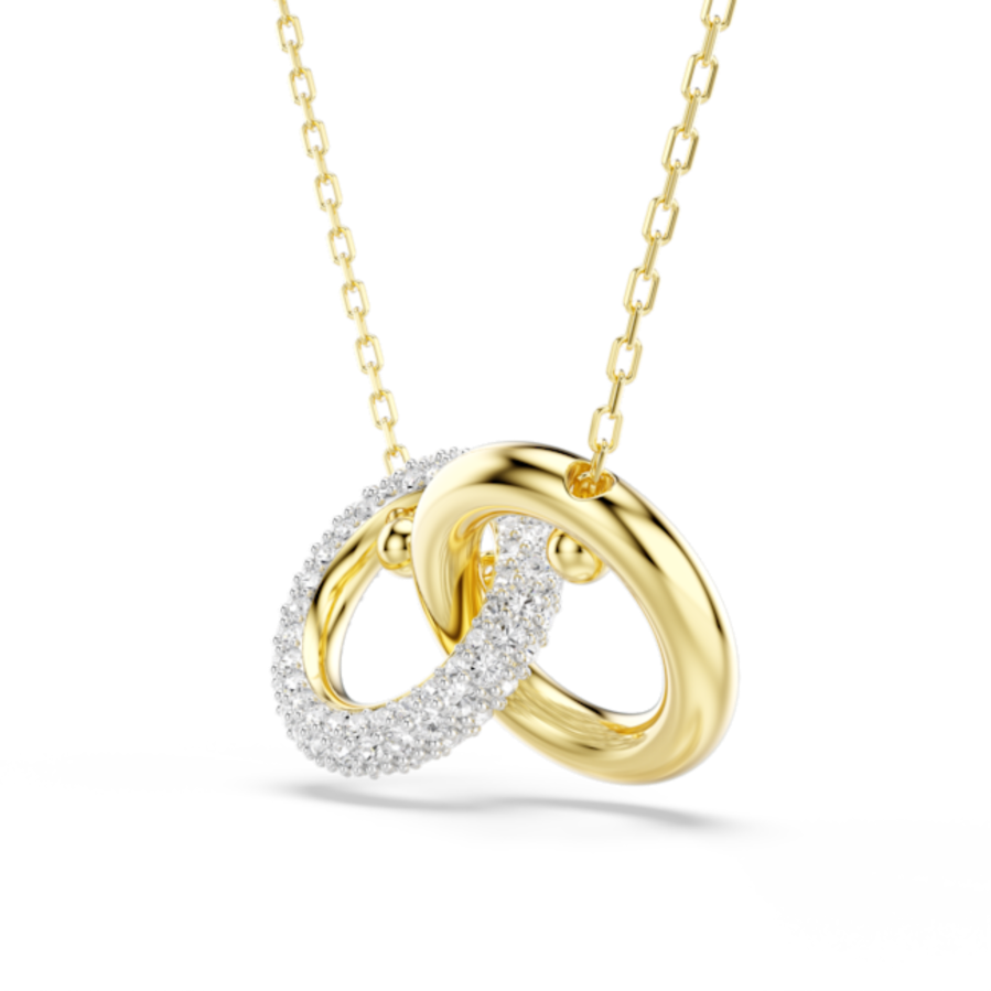 Resim Dextera Kolye, Kilitlenmiş döngü, Beyaz, Altın rengi kaplama