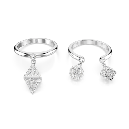 Resim Dextera Yüzük, Set (2), Küre ve küp, Beyaz, Rodyum kaplama