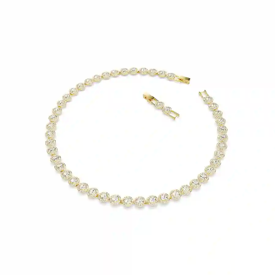 Resim Una Angelic Tennis kolye, Yuvarlak kesim, Beyaz, Altın rengi kaplama