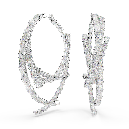 Resim Matrix halka küpeler, Karışık kesimler, Beyaz, Rodyum kaplama