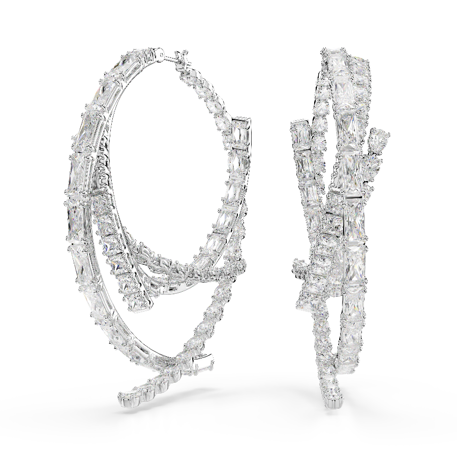 Resim Matrix halka küpeler, Karışık kesimler, Beyaz, Rodyum kaplama