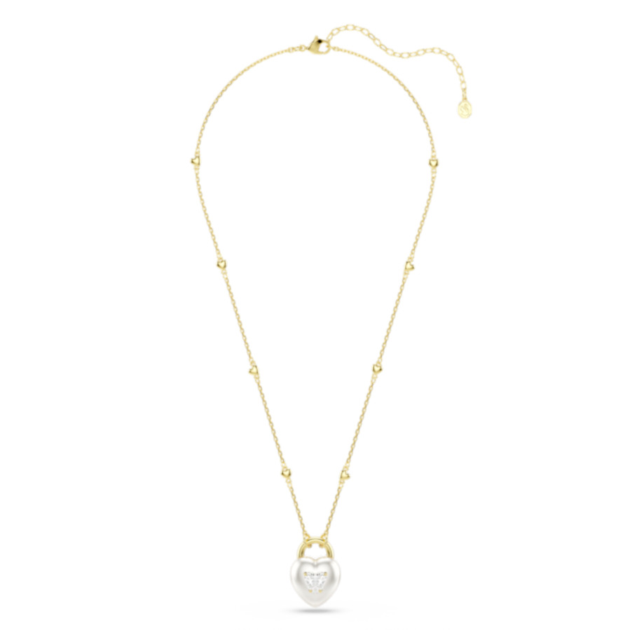 Resim Idyllia Kolye, Karışık kesimler, Kalp, Beyaz, Altın rengi kaplama
