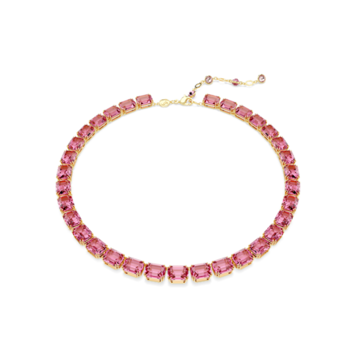 Resim Millenia Tennis kolye, Sekizgen kesim, Pembe, Altın rengi kaplama
