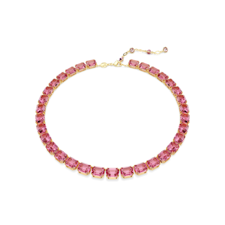 Resim Millenia Tennis kolye, Sekizgen kesim, Pembe, Altın rengi kaplama