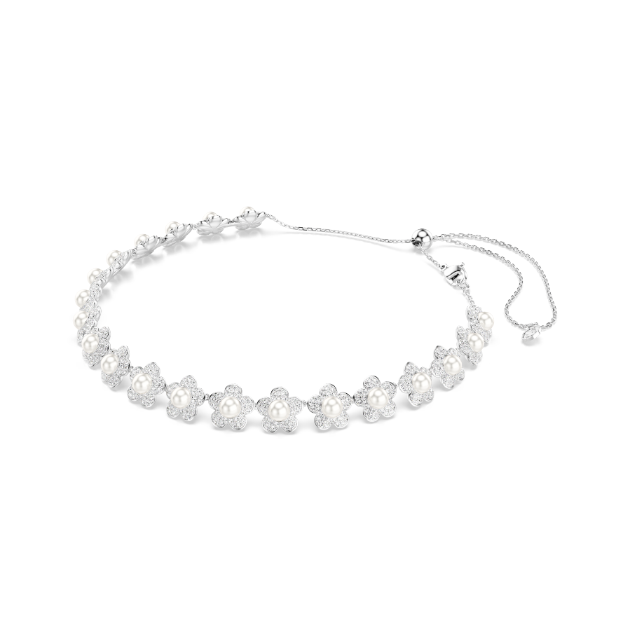 Resim Ariana Grande x Swarovski Gerdanlık, Kristal inci, Yuvarlak kesim, Beyaz, Rodyum kaplama