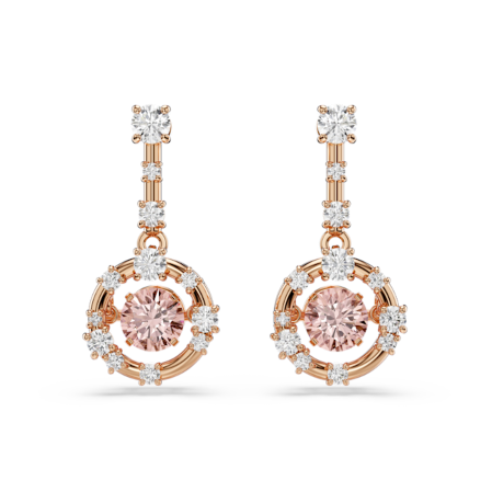 Resim Constella damla küpeler, Yuvarlak kesim, Dancing stone, Pembe, Pembe altın rengi kaplama