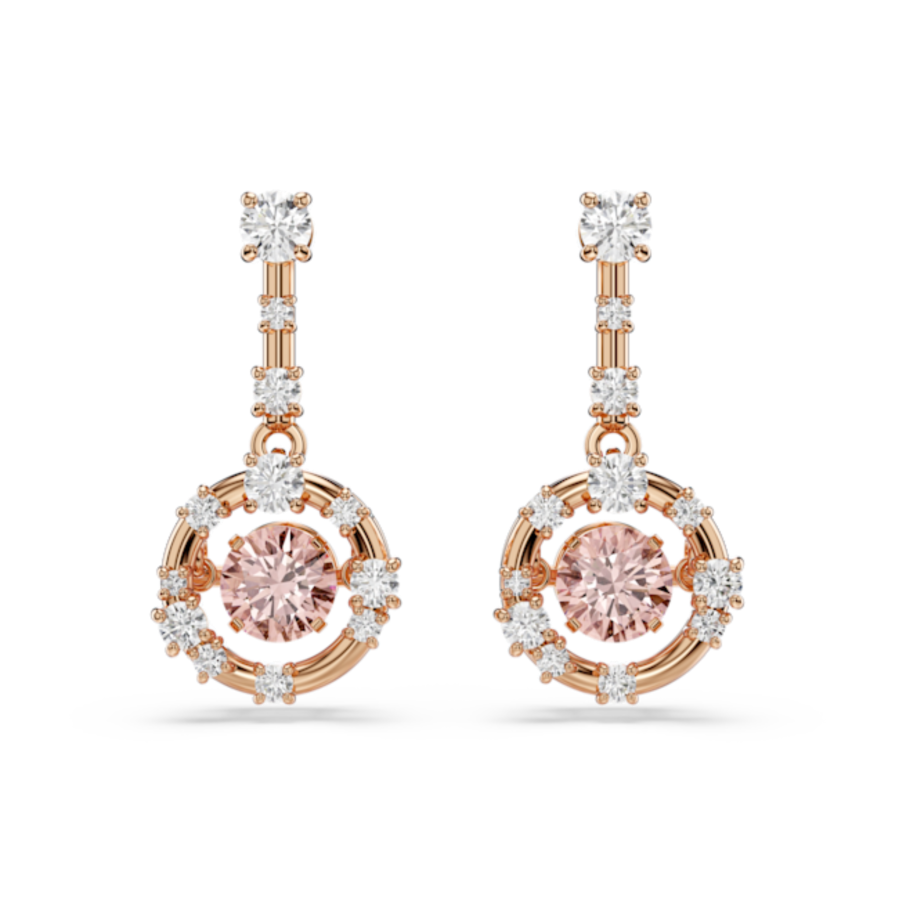 Resim Constella damla küpeler, Yuvarlak kesim, Dancing stone, Pembe, Pembe altın rengi kaplama