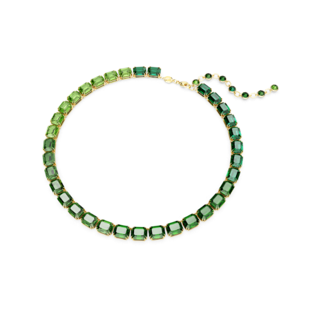 Resim Millenia Tennis kolye, Sekizgen kesim, Renk geçişli, Yeşil, Altın rengi kaplama