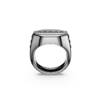 Resim Dextera Octagon Yüzük, Sekizgen şekil, Yuvarlak kesim, Siyah, Rutenyum kaplama
