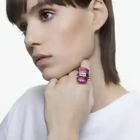 Resim Lucent Yüzük, Mıknatıslı kapama mekanizması, Pembe, Rodyum kaplama