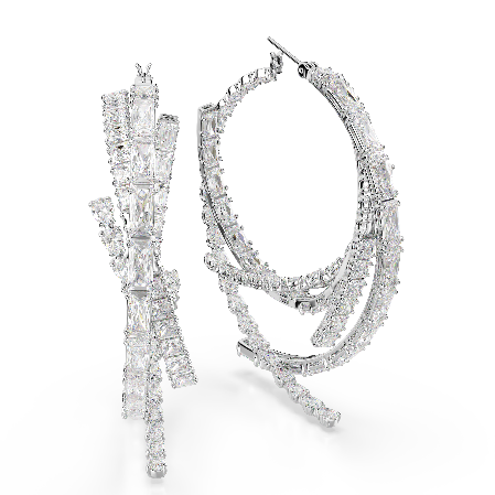 Resim Matrix halka küpeler, Karışık kesimler, Beyaz, Rodyum kaplama