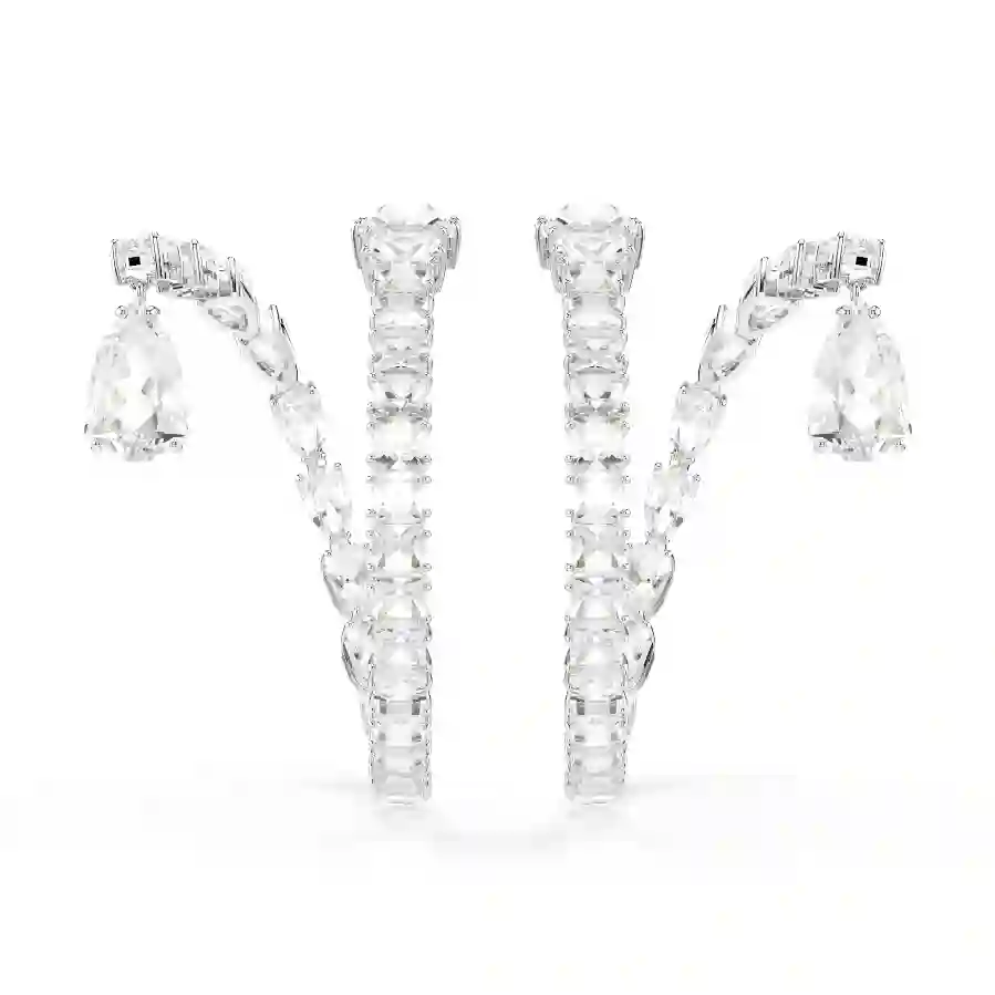 Resim Matrix halka küpeler, Karışık kesimler, Beyaz, Rodyum kaplama