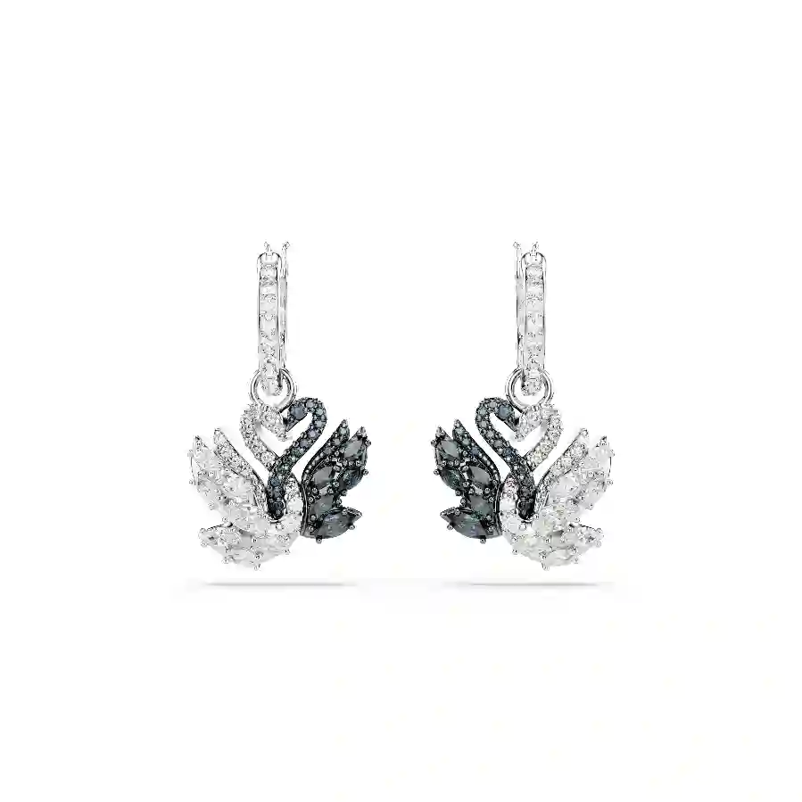 Resim Swan damla küpeler, Kuğu, Siyah, Karışık metal yüzey