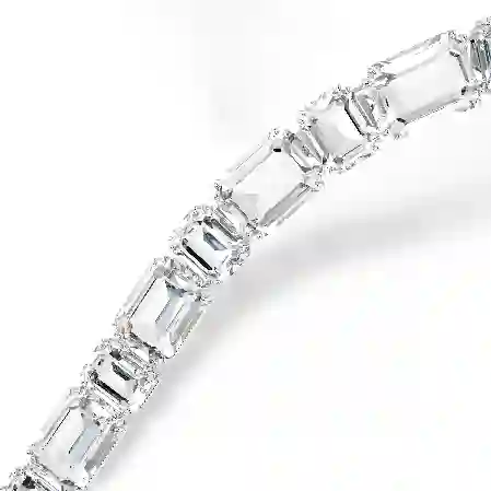 Resim Millenia Tennis kolye, Sekizgen kesim, Beyaz, Rodyum kaplama