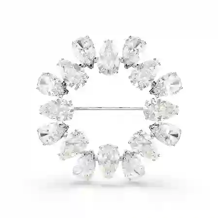 Resim Matrix Broş, Armut kesim, Beyaz, Rodyum kaplama