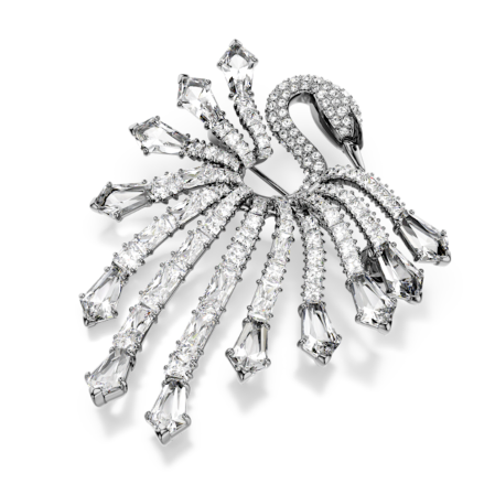 Resim The Vienna Collection Broş, Kuğu, Beyaz, Rutenyum kaplama