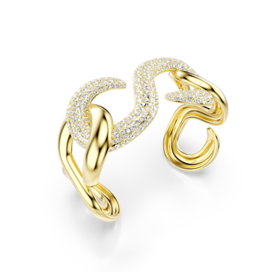 Resim Dextera Kelepçe, Yuvarlak kesim, Beyaz, Altın rengi kaplama